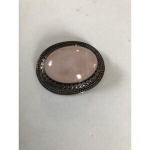 Vintage Pink Quartz Sterling Silver Oval Pin Brooch Gorgeous